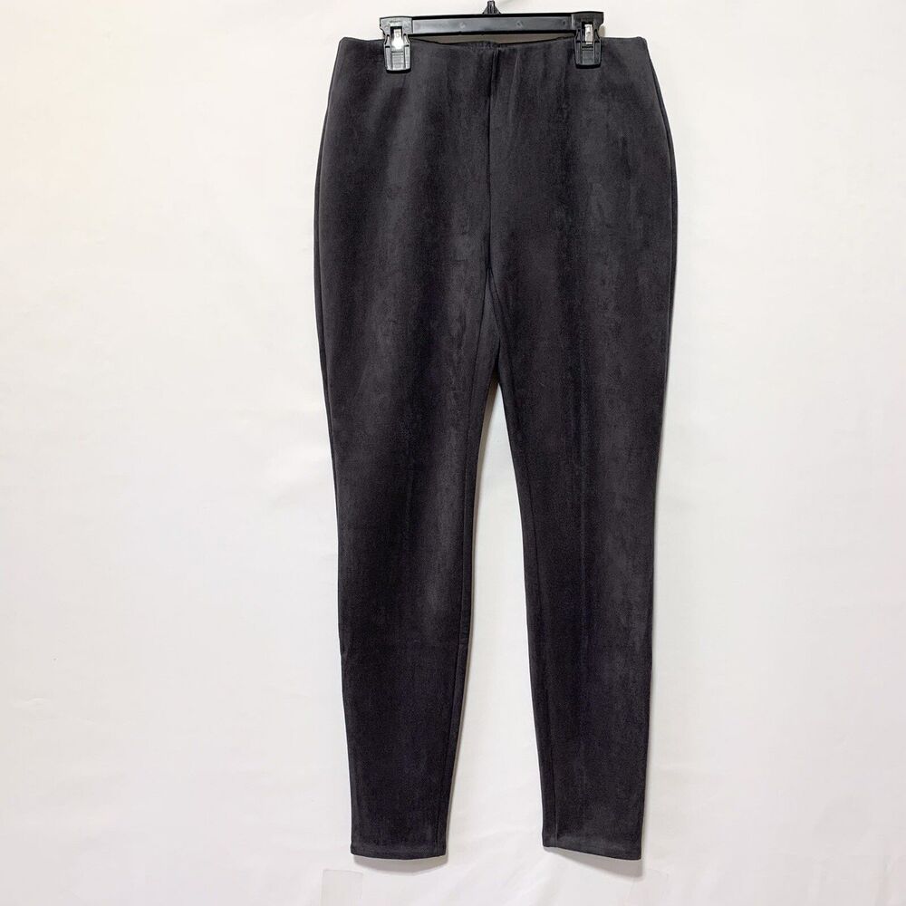 Chico’s Pants Gray Suede Look Slim Stretch Pull On 00 US 2